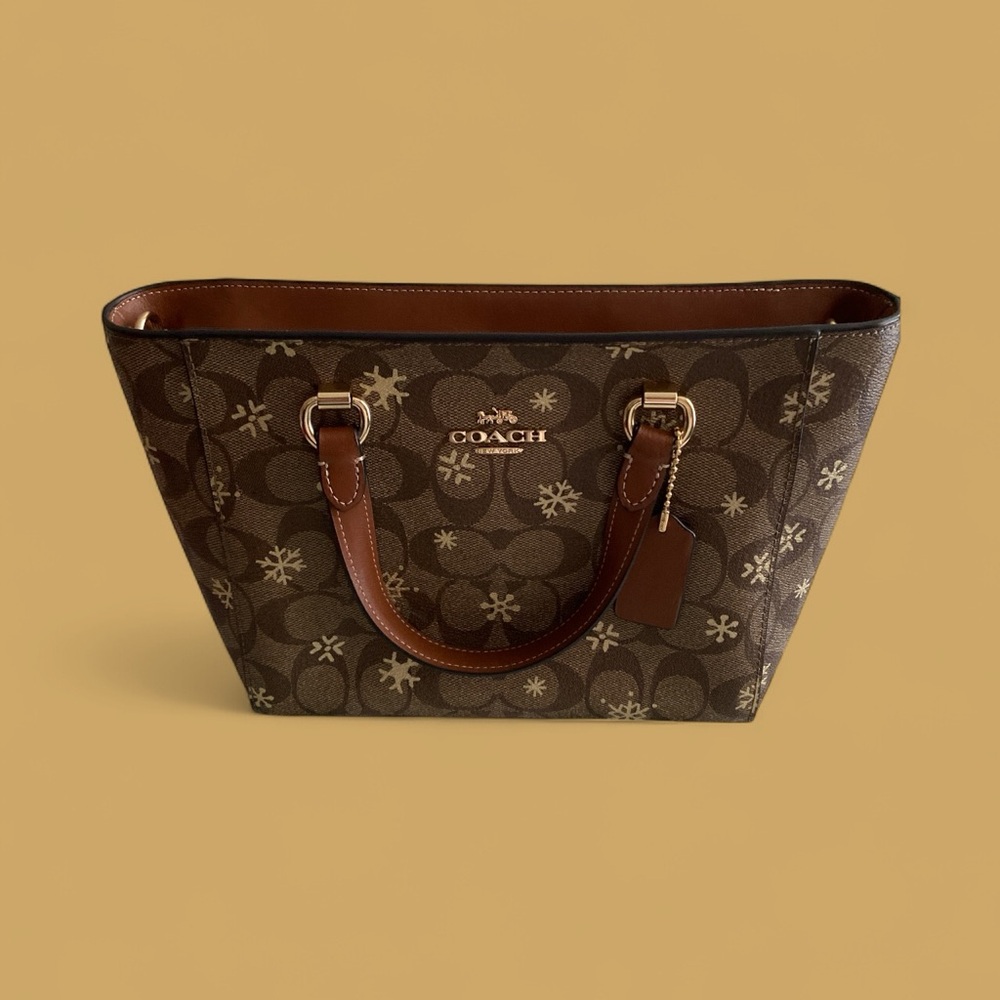 Coach Dark Brown Floral Tote